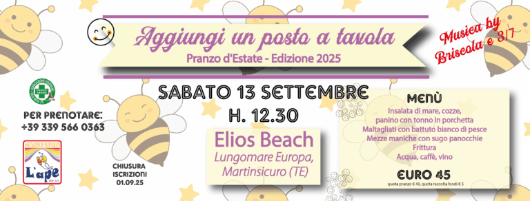 13 settembre 2025 pranzo l'ape